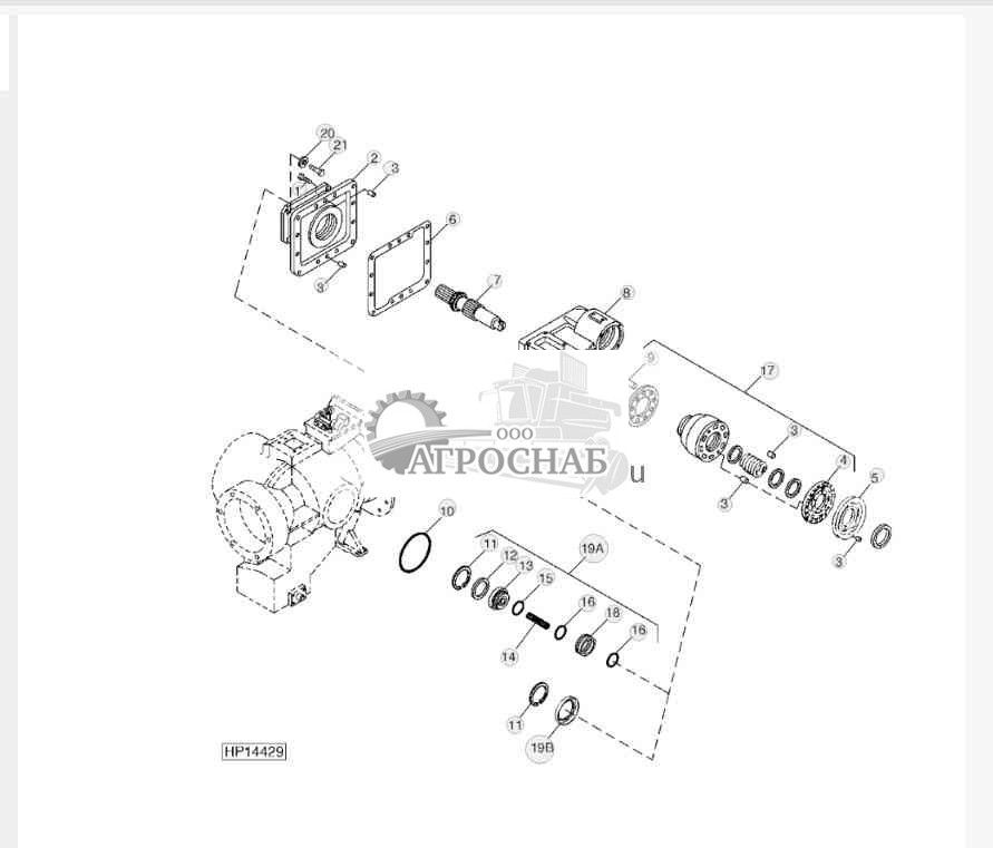 Насос гидростатического привода, передняя крышка и вал 